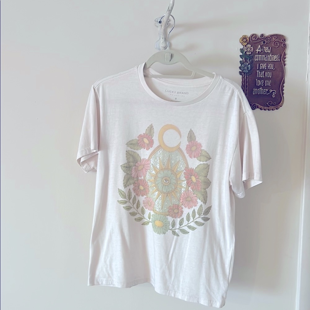 Lucky Brand Cream Floral Graphic Tee
